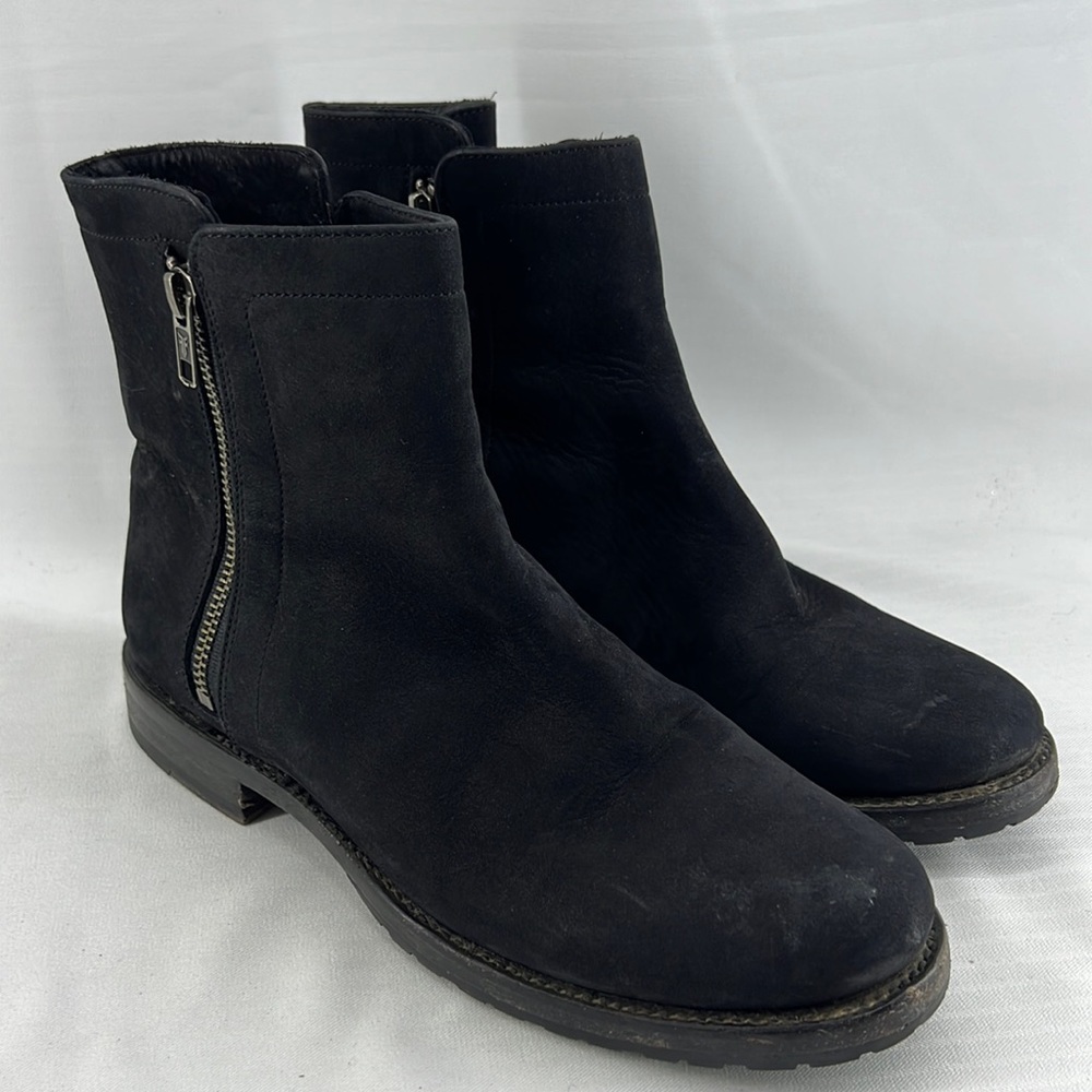 FRYE Natalie Double Zip Italian Nubuck Leather Bootie